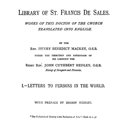 Letters to Persons in The World by St. Francis De Sales